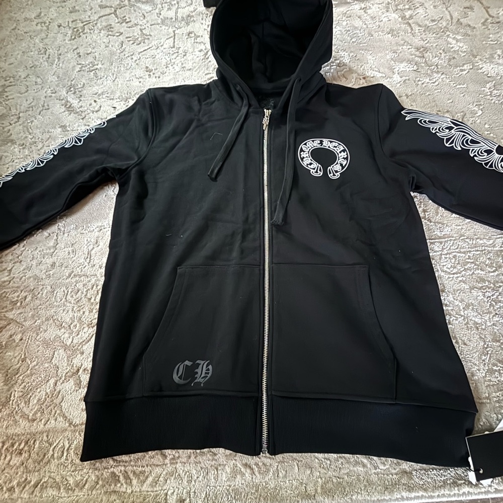 Chrome Hearts Black Hoodie with Silver Accents